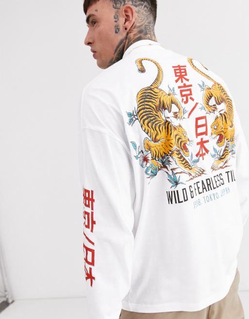 White Logo Graphic Long Sleeve T-Shirt | Le Tigre