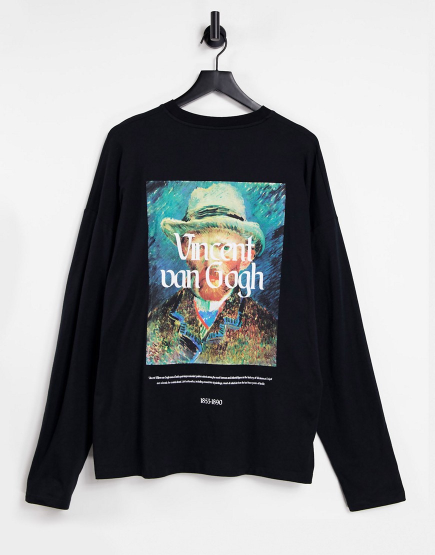 ASOS DESIGN oversized long sleeve t-shirt with Van Gogh print in black