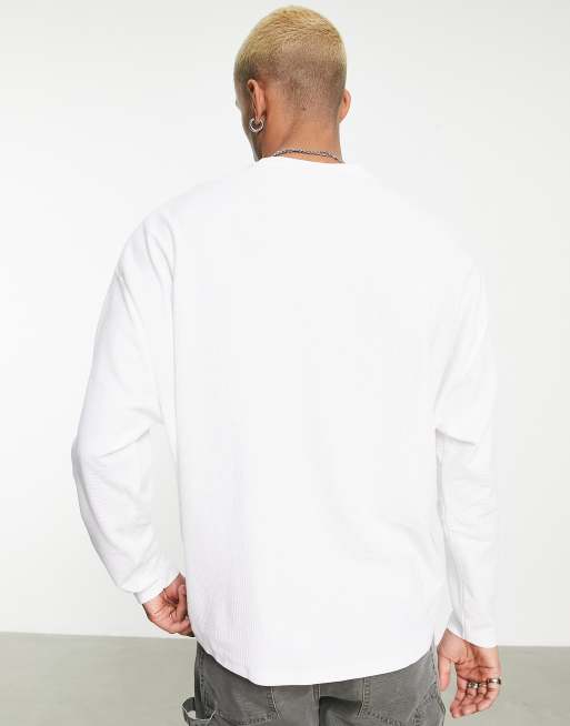 mens white waffle shirt