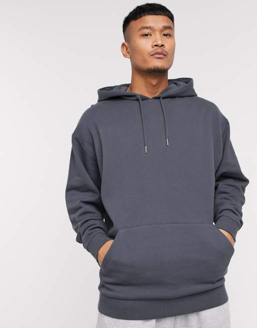 ASOS DESIGN oversized longer length hoodie in washed black | ASOS