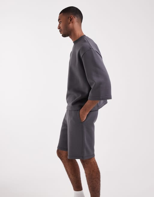 ASOS DESIGN oversized longer length jersey bermuda shorts in charcoal (part of a set), 2 of 5