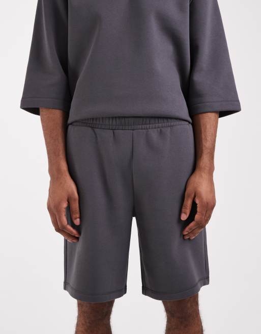 ASOS DESIGN oversized longer length jersey bermuda shorts in charcoal (part of a set), 5 of 5