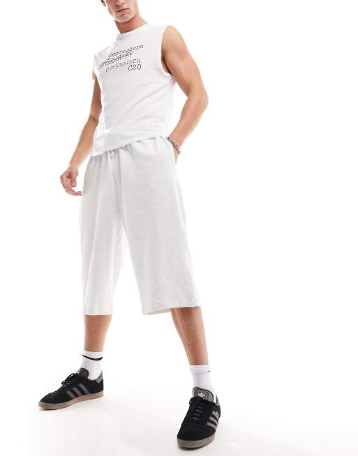 ASOS DESIGN oversized longer length jorts in grey marl