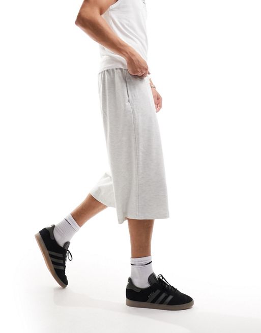 ASOS Design Oversized Jersey Shorts in Gray marl-Grey