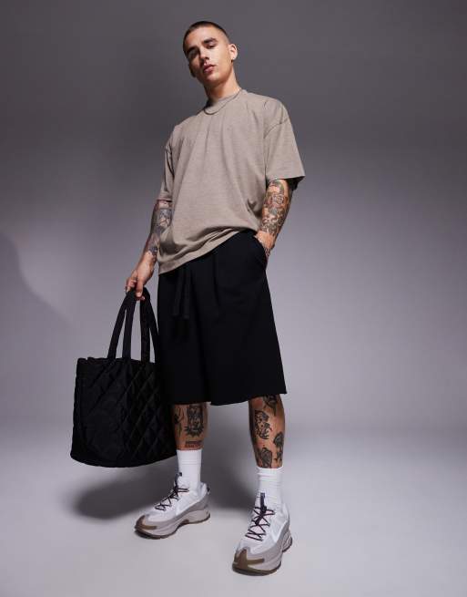 ASOS DESIGN oversized longer length shorts in black