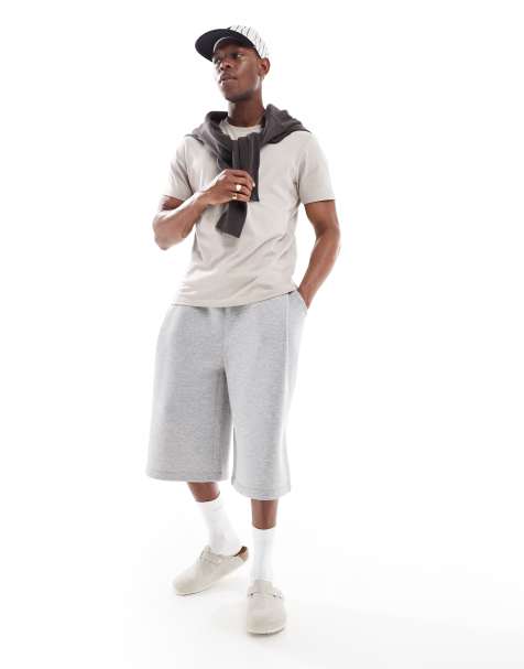 ASOS DESIGN oversized longer length shorts in grey marl - view 1