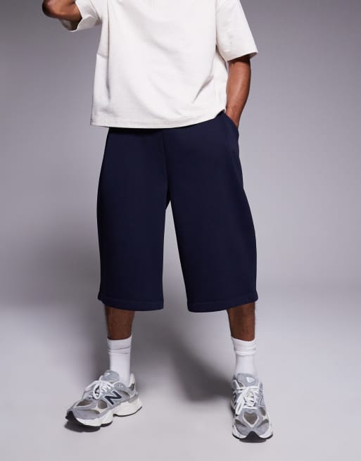 ASOS DESIGN oversized longer length shorts in navy