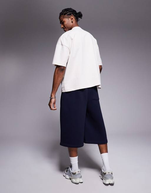 ASOS DESIGN oversized longer length shorts in navy