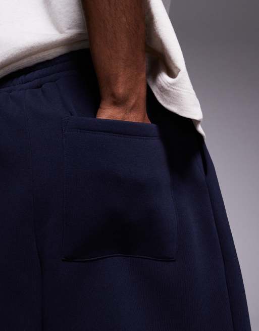 ASOS DESIGN oversized longer length shorts in navy
