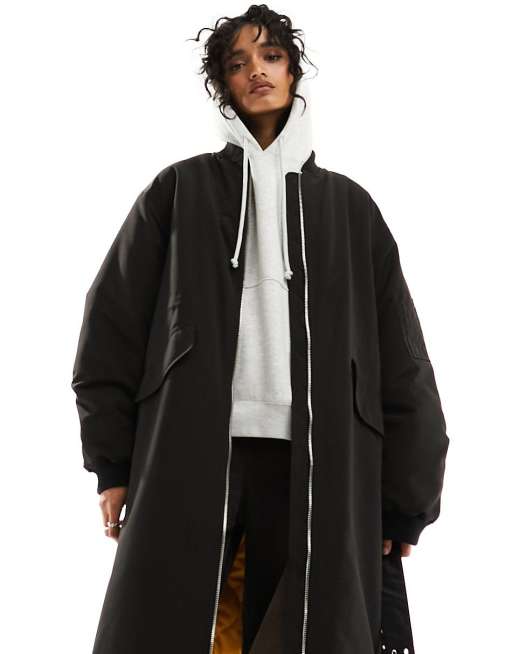 Black longline bomber hotsell