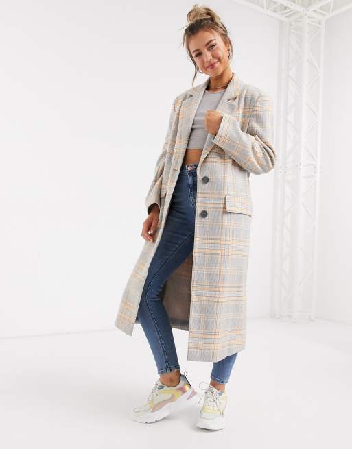 ASOS DESIGN oversized longline check coat | ASOS