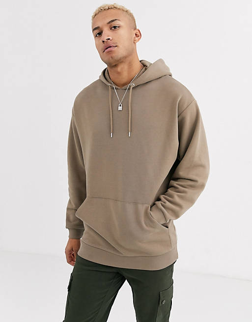 ASOS DESIGN oversized longline hoodie in brown | ASOS