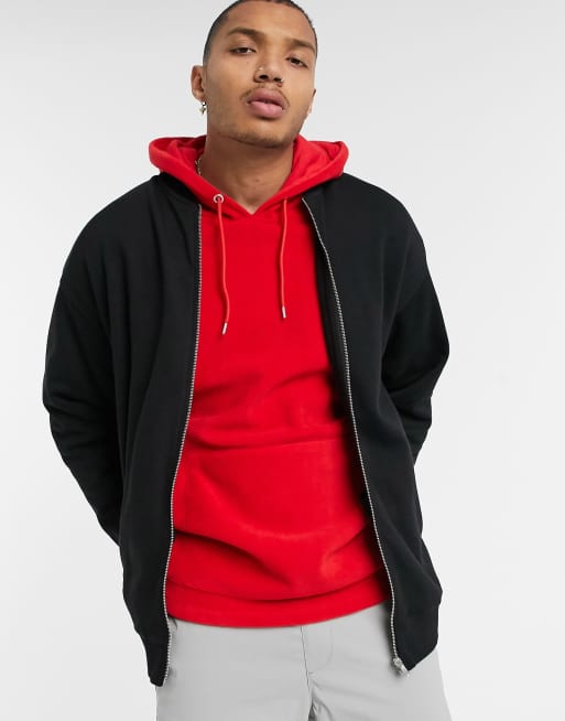 ASOS DESIGN oversized longline jersey bomber jacket in black ASOS