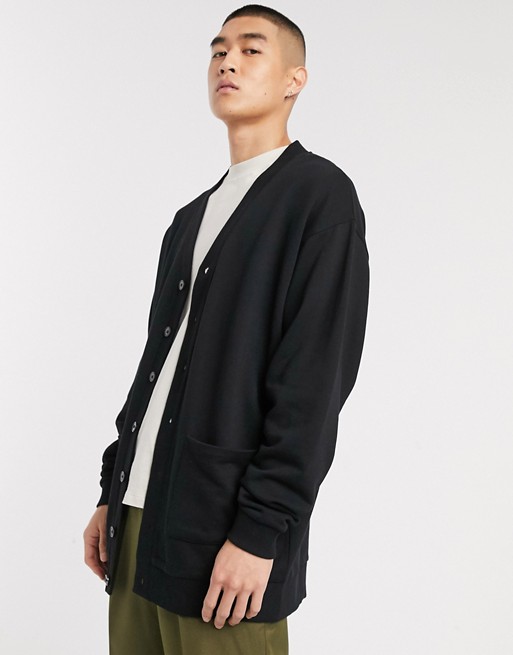 ASOS DESIGN oversized longer length jersey cardigan in black