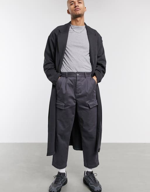 ASOS DESIGN oversized longline jersey duster jacket in washed black ASOS
