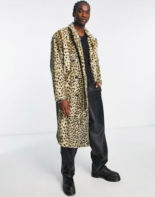 ASOS DESIGN oversized longline leopard print faux fur coat - ASOS Price Checker