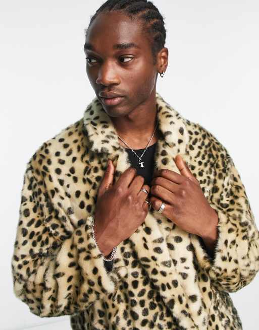 Asos leopard fur outlet coat