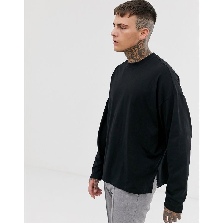 ASOS T-Shirt with Side Split and Longline Oversized Fit in Textured Jersey