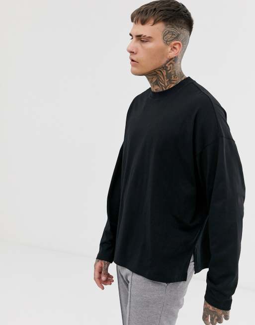 Oversized black outlet long sleeve shirt