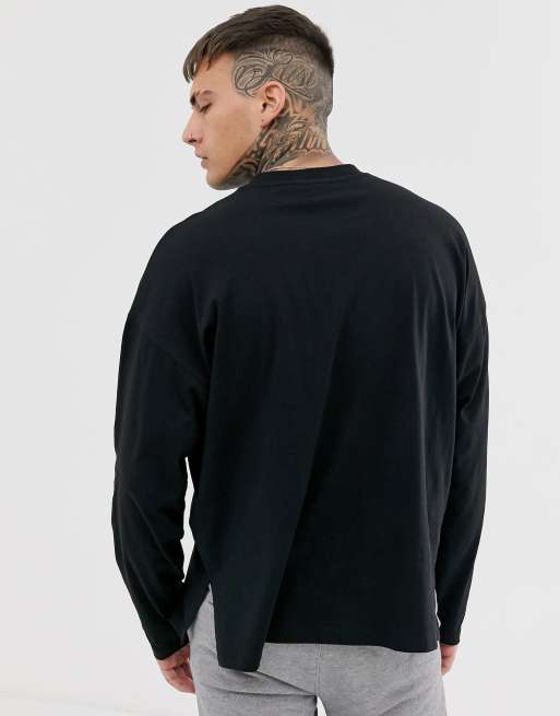 LIMITED COLLECTION Curve Black Oversized Side Split T-shirt