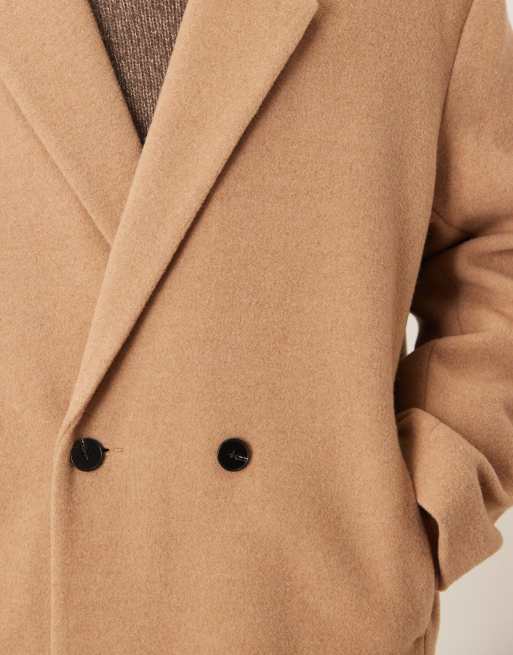 ASOS DESIGN oversized longline overcoat in wool blend in beige, 5 of 5