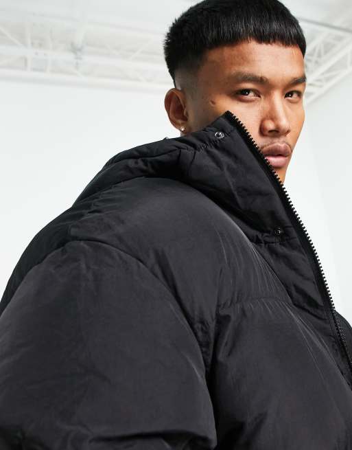 ASOS DESIGN oversized longline puffer jacket in black, 3 of 4