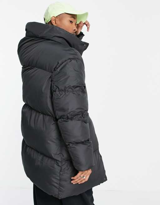 ASOS DESIGN oversized longline puffer jacket in black