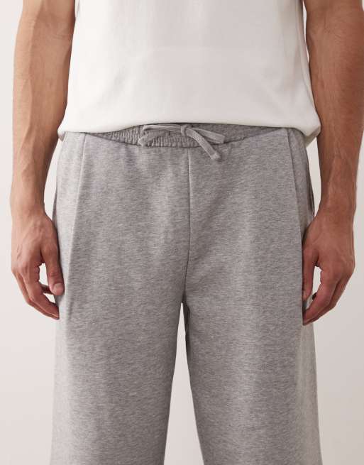 ASOS DESIGN oversized longline shorts with pleats in heather gray