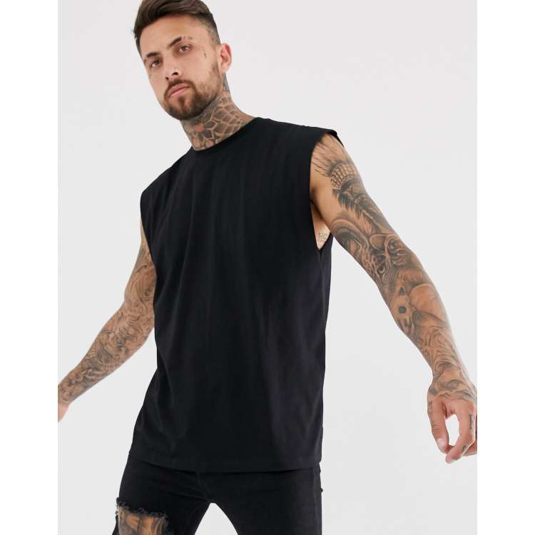 ASOS DESIGN oversized longline sleeveless t-shirt in black | ASOS