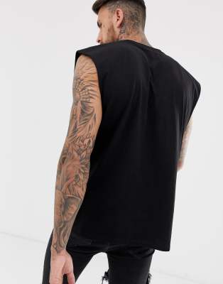 ASOS DESIGN oversized longline sleeveless t-shirt in black | ASOS