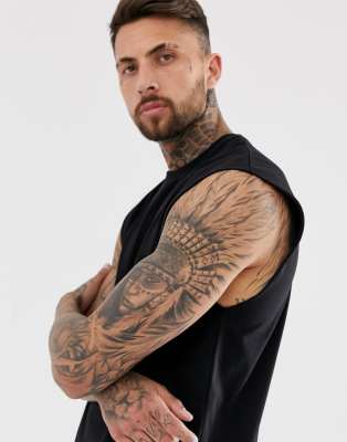 ASOS DESIGN oversized longline sleeveless t-shirt in black | ASOS