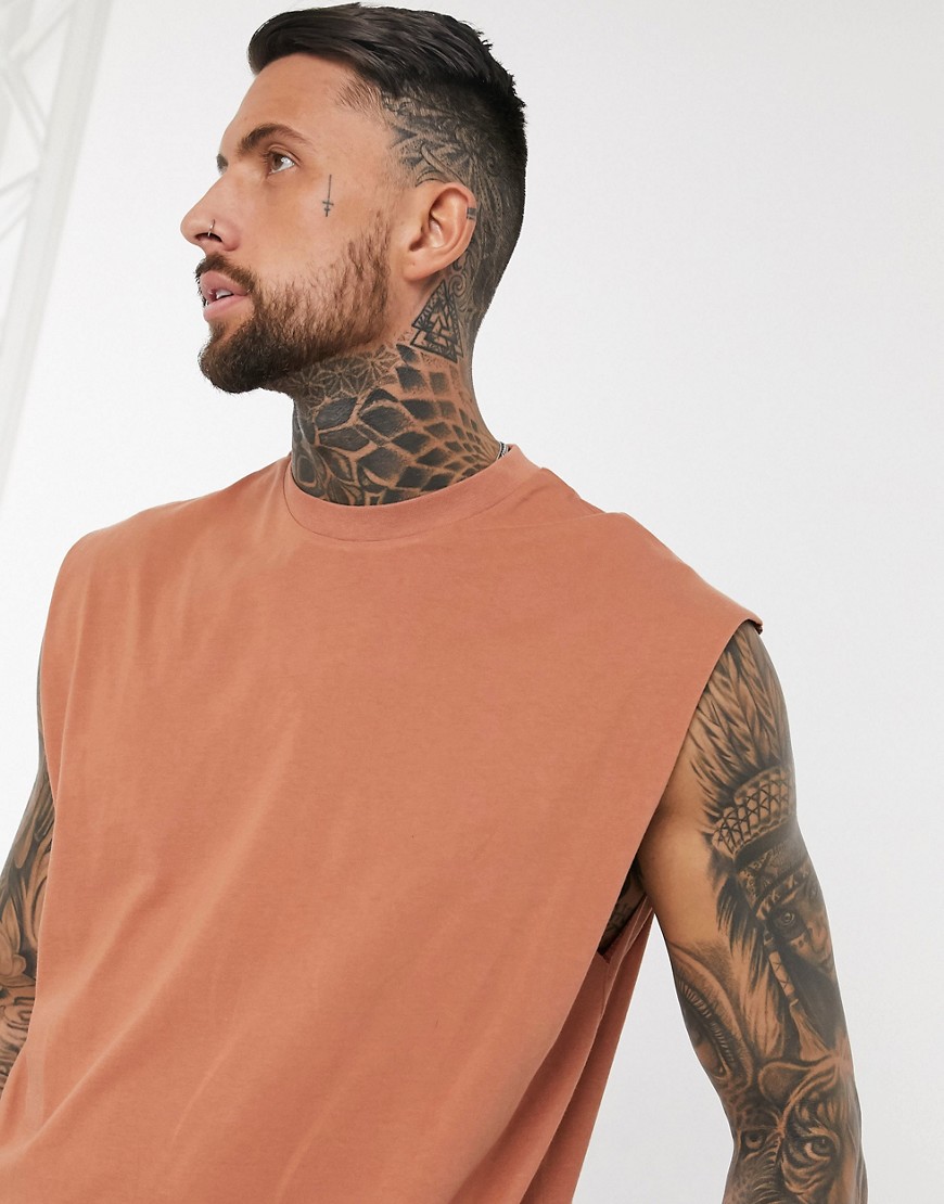 ASOS DESIGN oversized longline sleeveless t-shirt in orange