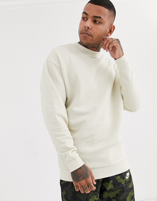 ASOS DESIGN oversized longline sweatshirt in beige | ASOS