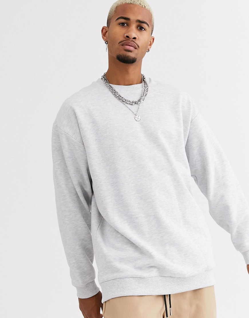 ASOS DESIGN oversized longline sweatshirt in white marl