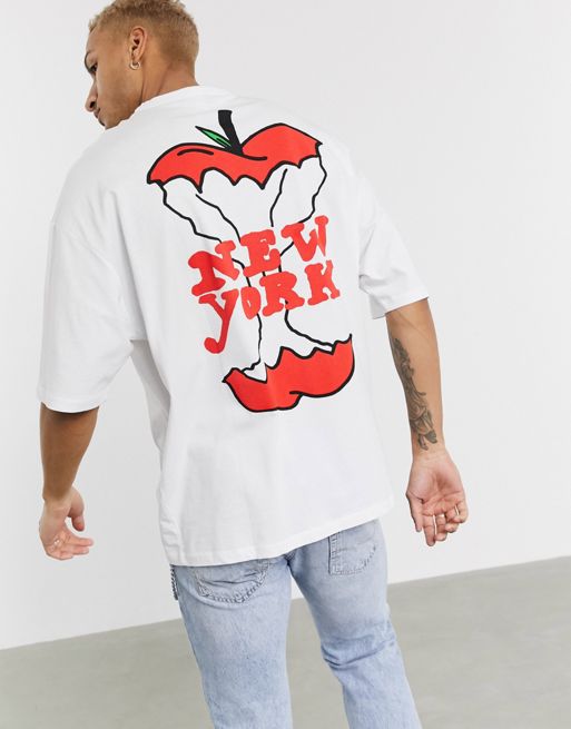 ASOS DESIGN oversized longline t-shirt with Big Apple city front and back  print