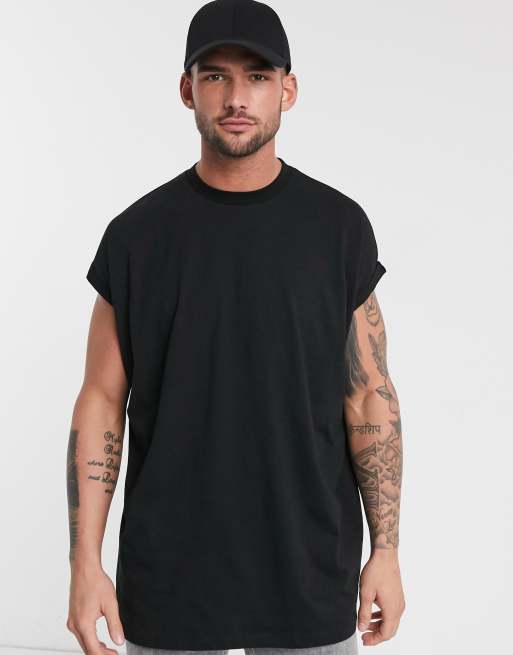 ASOS DESIGN oversized longline t-shirt with crew neck and roll