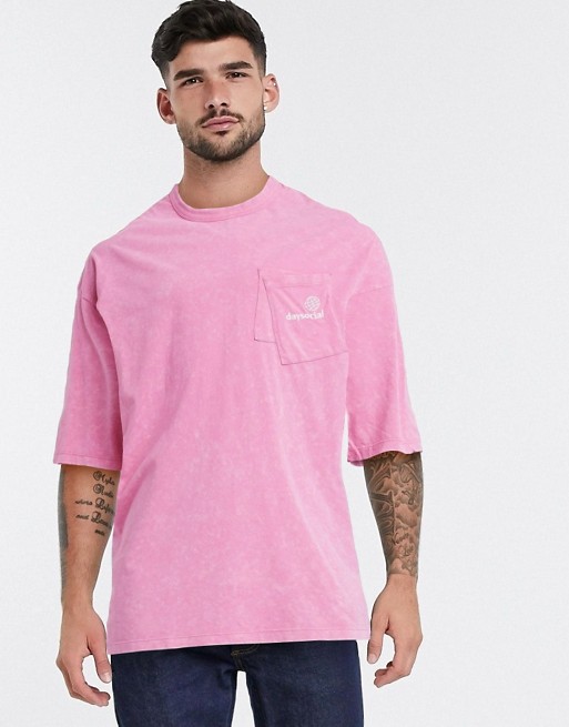 ASOS Daysocial oversized longline t-shirt with layered pockets and Daysocial Logo embroidery