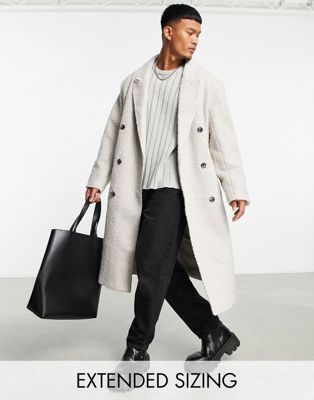 ASOS DESIGN oversized longline wool look overcoat in grey