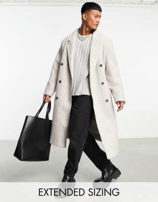 ASOS DESIGN oversized longline wool look overcoat in grey - ASOS Price Checker