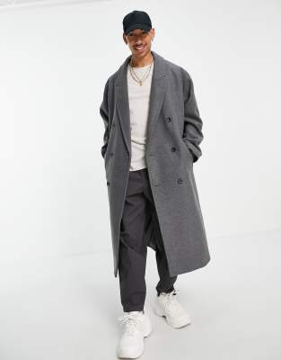 longline grey wool coat