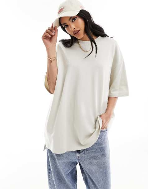 ASOS DESIGN oversized loop back t-shirt in stone - view 1