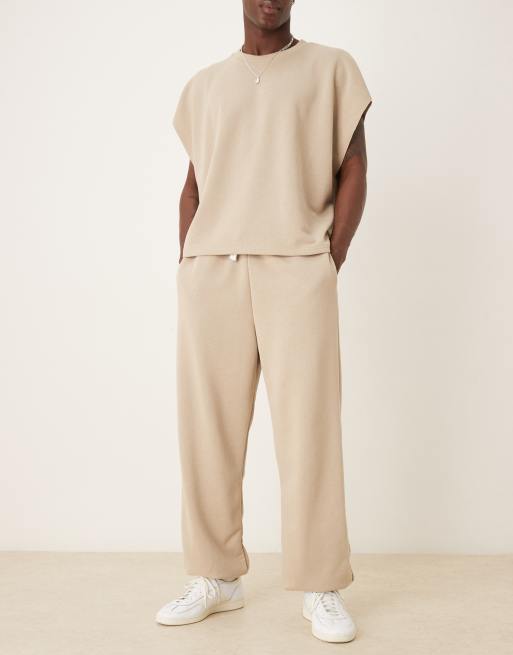 ASOS DESIGN - Oversized loopback joggingbroek in beige, deel van co-ord set, 4 van 5