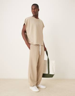 Asos Design Oversized Loopback Sweatpants In Neutral