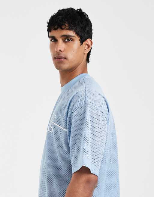 ASOS DESIGN - Oversized lyseblå T-shirt i airtex-stof med firkantet pasform, 4 af 5