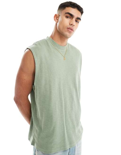 ASOS DESIGN - Oversized lysegrøn tanktop i piqué
