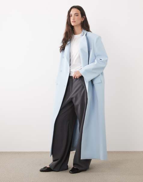 ASOS DESIGN oversized manzy maxi blazer in blue - view 1