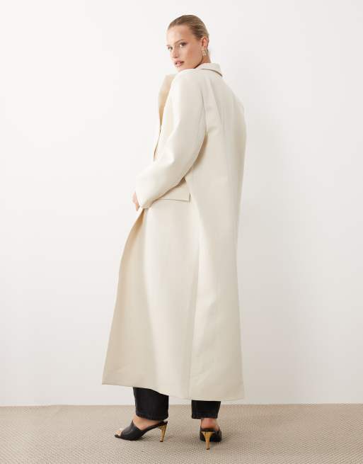 ASOS DESIGN oversized manzy maxi blazer in ecru, 4 of 4