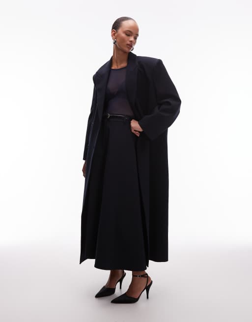 ASOS DESIGN oversized manzy maxi blazer in navy, 4 of 4