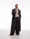 [ASOS DESIGN] ASOS DESIGN oversized manzy maxi blazer in olive-Green L Dark olive