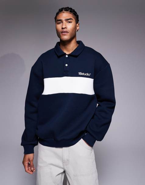 ASOS DESIGN - Oversized marineblå poloskjorte med printdetalje - view 1